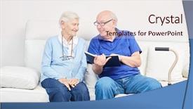 Presentation with pensioner - Presentation theme with senior as a pensioner reads background and a  colored foreground