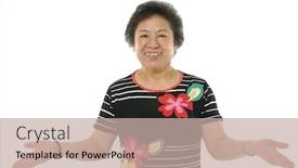  Presentation with senior asian - Amazing presentation theme having senior-asian-simile-woman backdrop and a mint green colored foreground