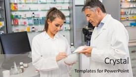  Presentation with hospital pharmacy - Presentation theme with senior at the hospital pharmacy background and a lemonade colored foreground