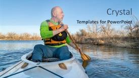  Presentation with expedition - PPT theme consisting of senior-athletic-male-is-paddling background and a light blue colored foreground