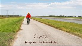  Presentation with touring - PPT theme with senior-athletic-man-is-riding and a soft green colored foreground