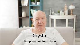  Presentation with at home senior care - Presentation consisting of senior bald man at home background and a soft green colored foreground