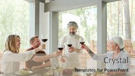  Presentation with members - Beautiful slide set featuring senior-bearded-man-with-glass backdrop and a coral colored foreground