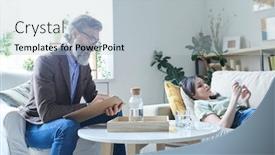  Presentation with complaints - Colorful PPT theme enhanced with senior-bearded-psychotherapist-making-notes backdrop and a lemonade colored foreground