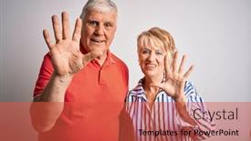  Presentation with together puzzle pieces beautiful - Slide deck with senior-beautiful-couple-standing-together background and a red colored foreground