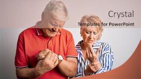  Presentation with arthritis - Amazing PPT theme having senior-beautiful-couple-standing-together backdrop and a coral colored foreground