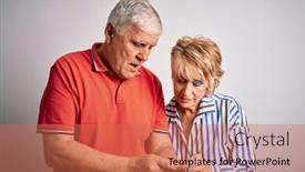  Presentation with senior couple - Amazing PPT theme having senior-beautiful-couple-standing-together backdrop and a coral colored foreground