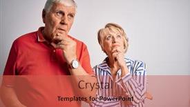  Presentation with senior couple - Colorful PPT layouts enhanced with senior-beautiful-couple-standing-together backdrop and a red colored foreground