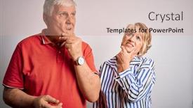  Presentation with senior couple - Colorful theme enhanced with senior-beautiful-couple-standing-together backdrop and a coral colored foreground