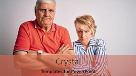  Presentation with senior couple - Colorful presentation enhanced with senior-beautiful-couple-standing-together backdrop and a red colored foreground