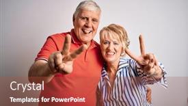  Presentation with senior couple - Amazing slide deck having senior-beautiful-couple-standing-together backdrop and a red colored foreground