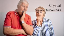  Presentation with senior couple - PPT theme with senior-beautiful-couple-standing-together background and a coral colored foreground