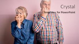  Presentation with pink nails - Colorful slide set enhanced with senior-beautiful-couple-standing-together backdrop and a lemonade colored foreground