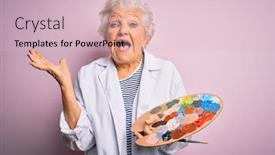  Presentation with artist - Cool new presentation theme with senior-beautiful-grey-haired-artist backdrop and a lemonade colored foreground