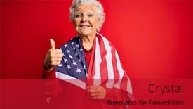  Presentation with patriotic - Colorful PPT layouts enhanced with senior-beautiful-grey-haired-patriotic backdrop and a crimson colored foreground