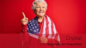  Presentation with united states flag - Slide deck with senior-beautiful-grey-haired-patriotic background and a crimson colored foreground