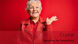  Presentation with red grey - Colorful presentation design enhanced with senior-beautiful-grey-haired-woman backdrop and a  colored foreground