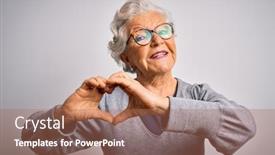  Presentation with romantic love - Audience pleasing theme consisting of senior-beautiful-grey-haired-woman backdrop and a coral colored foreground