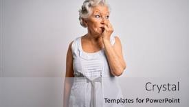  Presentation with grey - Beautiful slides featuring senior-beautiful-grey-haired-woman backdrop and a light gray colored foreground