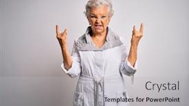  Presentation with rock music - Slide deck consisting of senior-beautiful-grey-haired-woman background and a light gray colored foreground