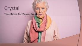  Presentation with pink simple - Presentation design consisting of senior-beautiful-grey-haired-woman background and a soft green colored foreground