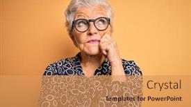  Presentation with grey - Beautiful presentation featuring senior-beautiful-grey-haired-woman backdrop and a yellow colored foreground