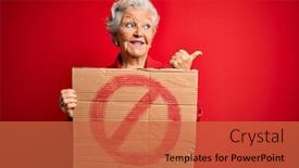 Presentation with red banner - Presentation design consisting of senior-beautiful-grey-haired-woman background and a red colored foreground