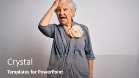  Presentation with grey - Presentation theme with senior-beautiful-grey-haired-woman background and a gray colored foreground