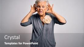  Presentation with deaf - Presentation theme enhanced with senior-beautiful-grey-haired-woman background and a dark gray colored foreground