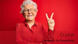  Presentation with red grey - Presentation consisting of senior-beautiful-grey-haired-woman background and a crimson colored foreground