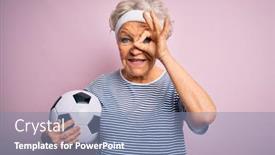  Presentation with grey - Theme enhanced with senior-beautiful-grey-haired-woman background and a seafoam green colored foreground