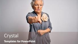  Presentation with violence woman - Beautiful presentation theme featuring senior-beautiful-grey-haired-woman backdrop and a gray colored foreground