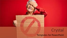  Presentation with signal - PPT theme enhanced with senior-beautiful-grey-haired-woman background and a red colored foreground