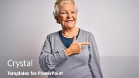  Presentation with queen - Beautiful slides featuring senior-beautiful-grey-haired-woman backdrop and a gray colored foreground