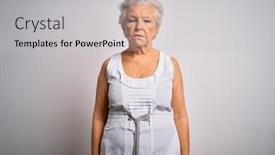  Presentation with woman crying - Theme with senior-beautiful-grey-haired-woman background and a light gray colored foreground