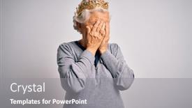  Presentation with golden woman - Colorful presentation enhanced with senior-beautiful-grey-haired-woman backdrop and a gray colored foreground