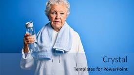  Presentation with water bottle - Cool new slide set with senior-beautiful-sporty-woman-holding backdrop and a teal colored foreground