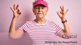  Presentation with yoga and meditation - Audience pleasing PPT layouts consisting of senior-beautiful-sporty-woman-wearing backdrop and a lemonade colored foreground