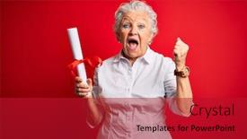  Presentation with diploma - Presentation theme consisting of senior-beautiful-student-woman-holding background and a crimson colored foreground