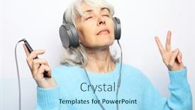  Presentation with blue music - Presentation theme consisting of senior-beautiful-woman-in-blue background and a arctic colored foreground