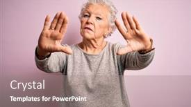  Presentation with frame pink - Slide deck enhanced with senior-beautiful-woman-wearing-casual background and a gray colored foreground