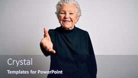  Presentation with business casual - Theme featuring senior-beautiful-woman-wearing-casual background and a navy blue colored foreground