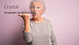  Presentation with mouth - Slide set enhanced with senior-beautiful-woman-wearing-casual background and a lemonade colored foreground