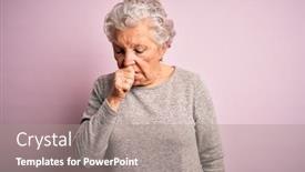  Presentation with senior care - Slide set having senior-beautiful-woman-wearing-casual background and a gray colored foreground