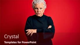  Presentation with negative - Presentation theme enhanced with senior-beautiful-woman-wearing-casual background and a wine colored foreground