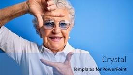  Presentation with elegant - Presentation design featuring senior-beautiful-woman-wearing-elegant background and a light blue colored foreground
