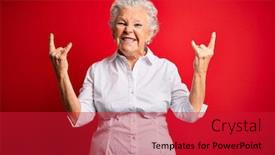  Presentation with elegant star - Cool new presentation theme with senior-beautiful-woman-wearing-elegant backdrop and a red colored foreground