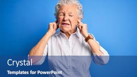  Presentation with blue music - Slide set with senior-beautiful-woman-wearing-elegant background and a ocean colored foreground