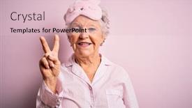  Presentation with happy sad mask - Beautiful presentation theme featuring senior-beautiful-woman-wearing-sleep backdrop and a lemonade colored foreground