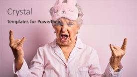  Presentation with rock music - Beautiful presentation design featuring senior-beautiful-woman-wearing-sleep backdrop and a lemonade colored foreground